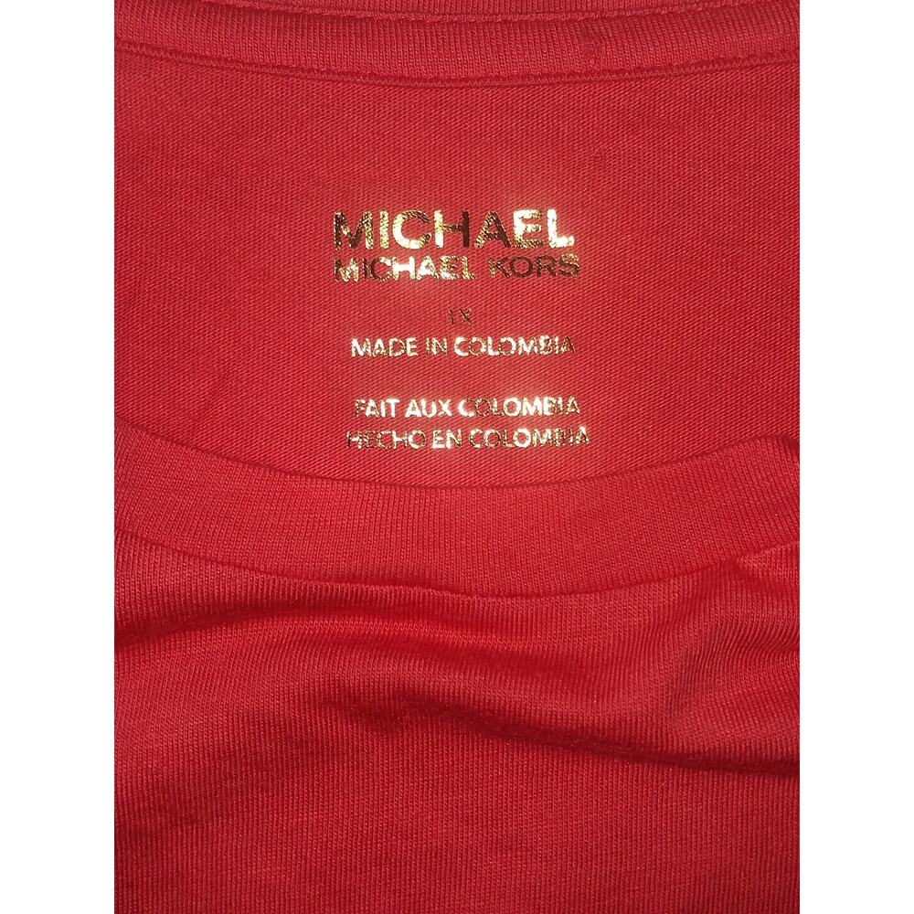 Michael Kors Light Red T-shirt Round Neck Short Sleeve Logo Womens Size 1XL - Picture 3 of 7
